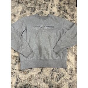 Nike Mens Coast Guard Center Swoosh Fleece Crew Sweatshirt Gray Medium